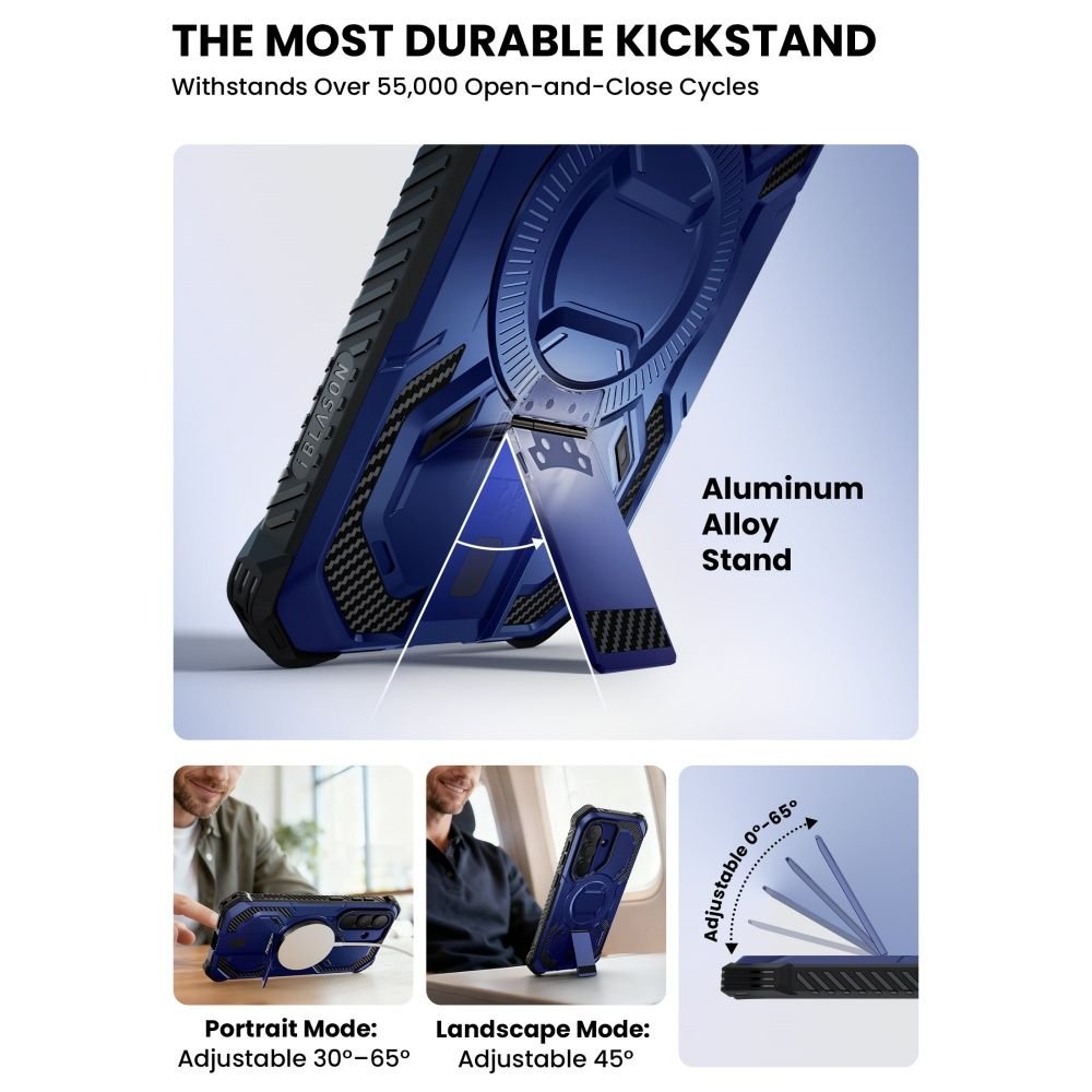 i - Blason Samsung Galaxy S26 - Σκληρή Θήκη MagSafe με Προστασία Οθόνης και Stand - Armorbox Mag - Cobalt Blue
