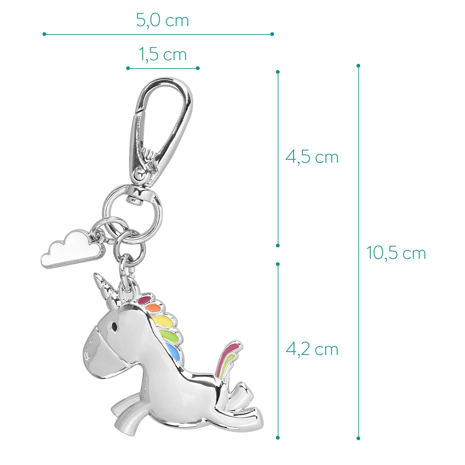 Navaris Unicorn Keychain Μπρελόκ Κλειδιών - Silver - 45014.01