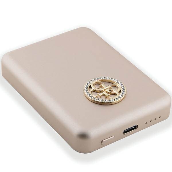 Guess PowerBank 15W - MagSafe 4G Strassed Metal Logo - 5000 mAh - Gold - GUPBM5AL4DMD
