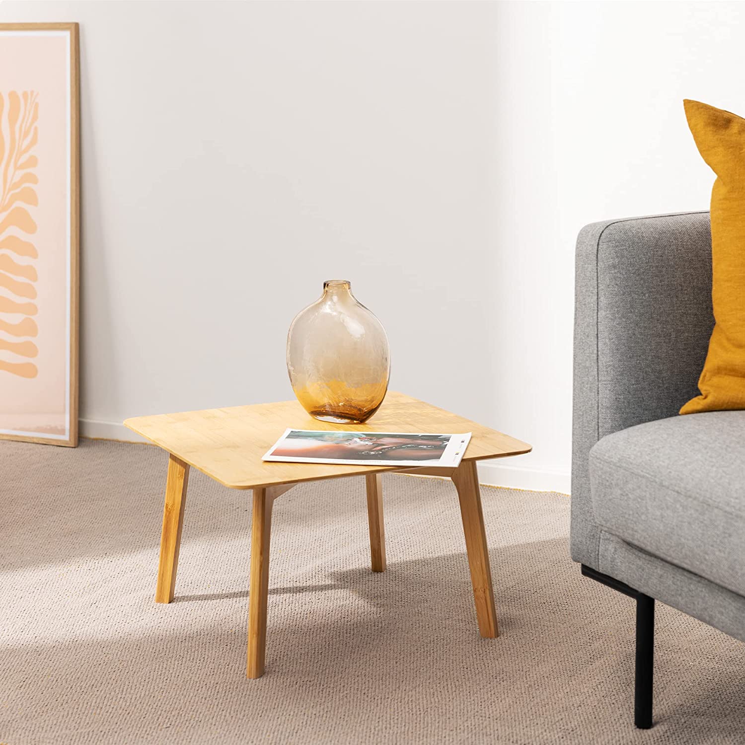 Navaris Βοηθητικό Τραπέζι από Μπαμπού - 51 x 51 x 31 cm - Brown - 55731.01