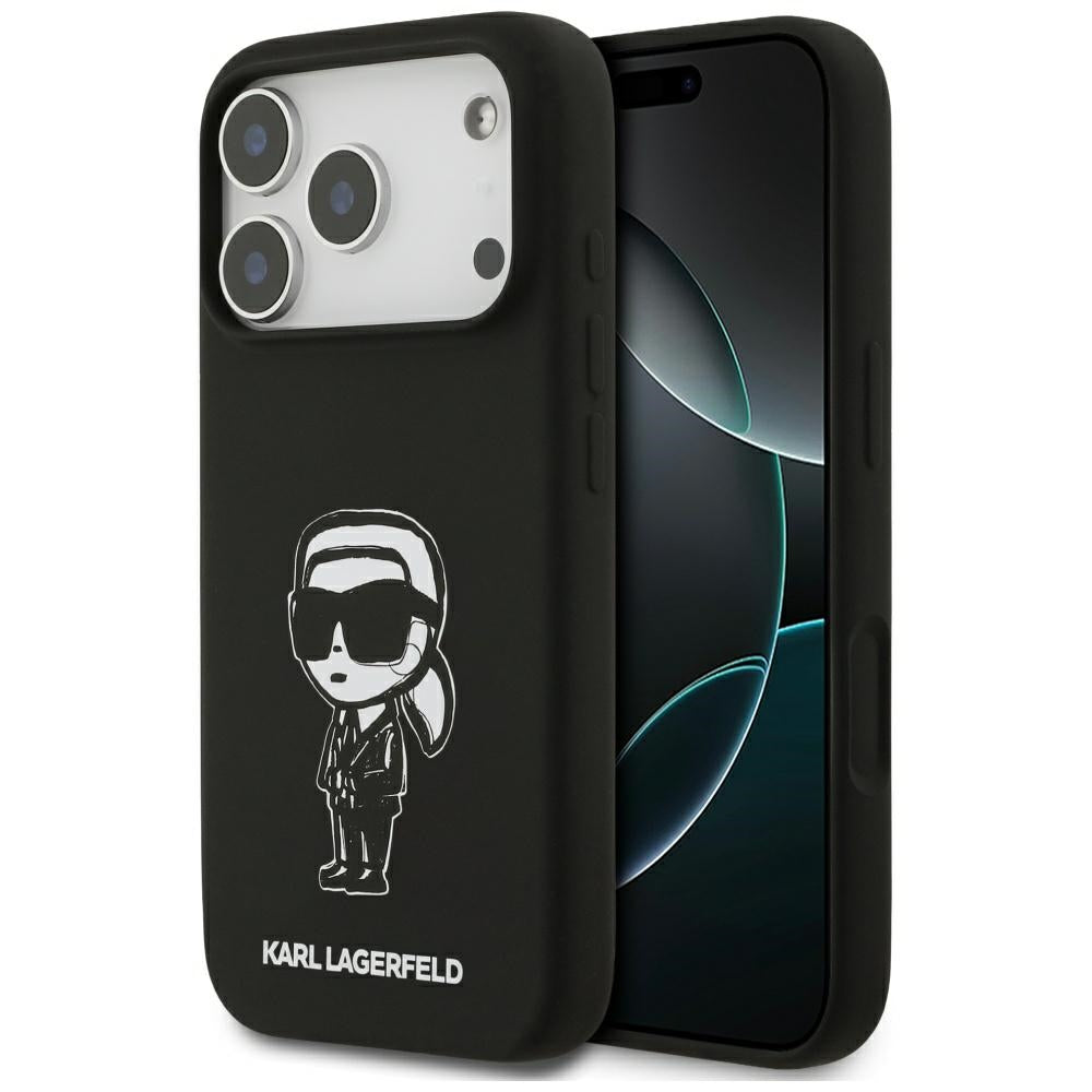 Karl Lagerfeld iPhone 17 Pro - Silicone Karl Sketch and Logo MagSafe - Σκληρή Θήκη με Πλαίσιο Σιλικόνης - Black - KLHMP17LSKIGROK