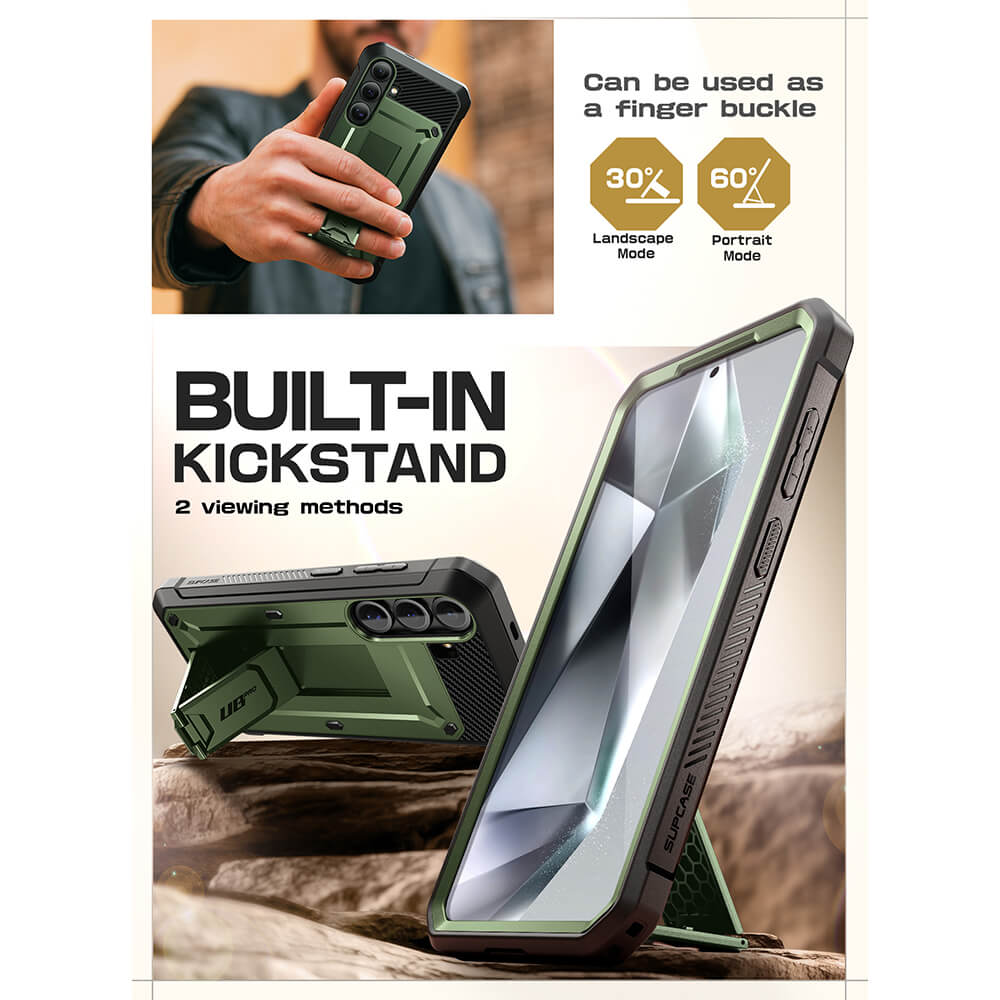 Supcase Samsung Galaxy S25 Plus Unicorn Beetle Pro Σκληρή Θήκη με Προστασία Οθόνης και Stand - Dark Green