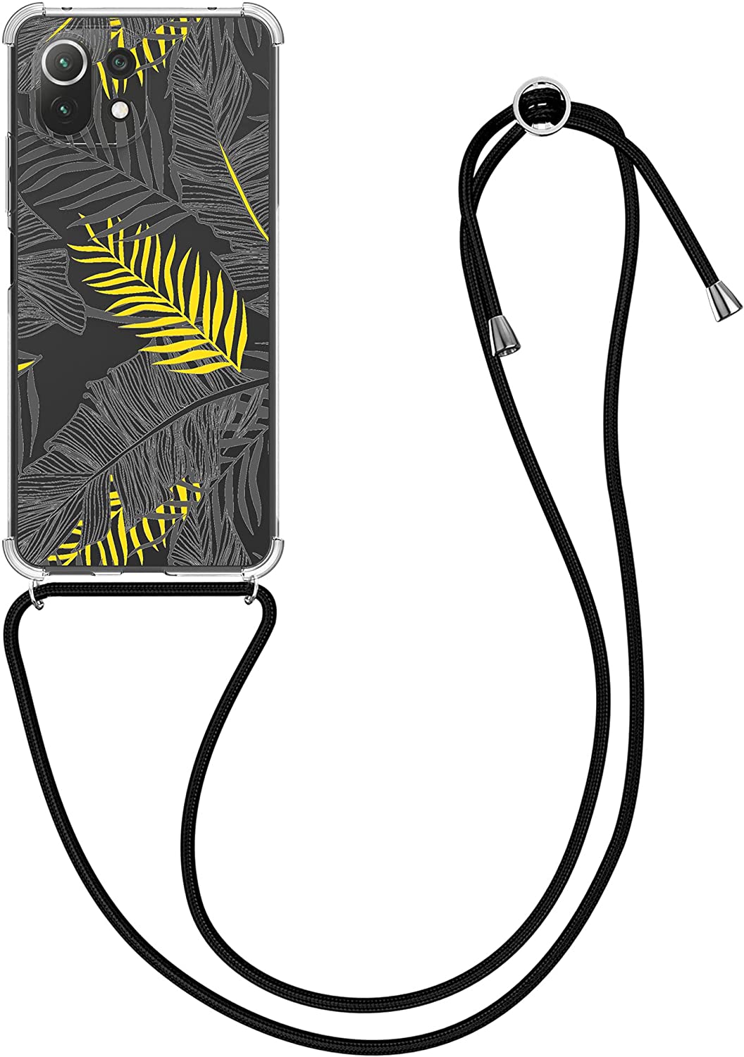 KW Xiaomi Mi 11 Lite / Mi 11 Lite 5G Θήκη Σιλικόνης TPU με Λουράκι Design Jungle - Gold / Grey - Διάφανη - 56530.01