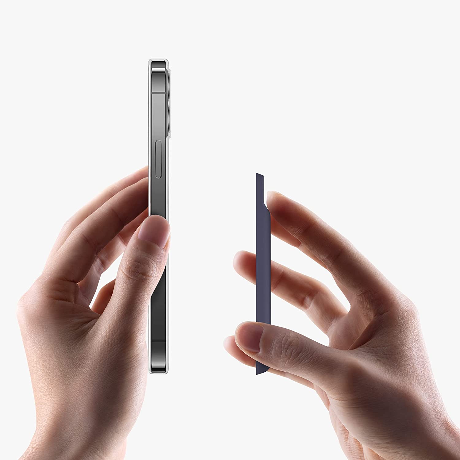 KW iPhone Μαγνητική Θήκη από Σιλικόνη για Πιστωτικές Κάρτες - Dark Blue - 58790.17