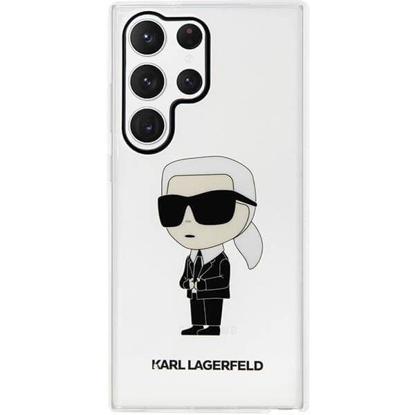 Karl Lagerfeld Samsung Galaxy S23 Ultra - Ikonik Karl Σκληρή Θήκη με Πλαίσιο Σιλικόνης - Διάφανη - KLHCS23LHNIKTCT