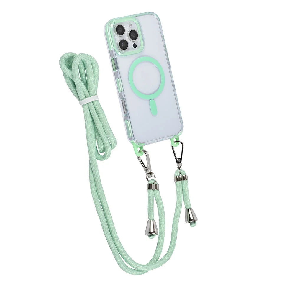 Tuniq iPhone 16 Pro Max - MagSafe Σκληρή Θήκη με Πλαίσιο Σιλικόνης και Λουράκι - Διάφανη / Green
