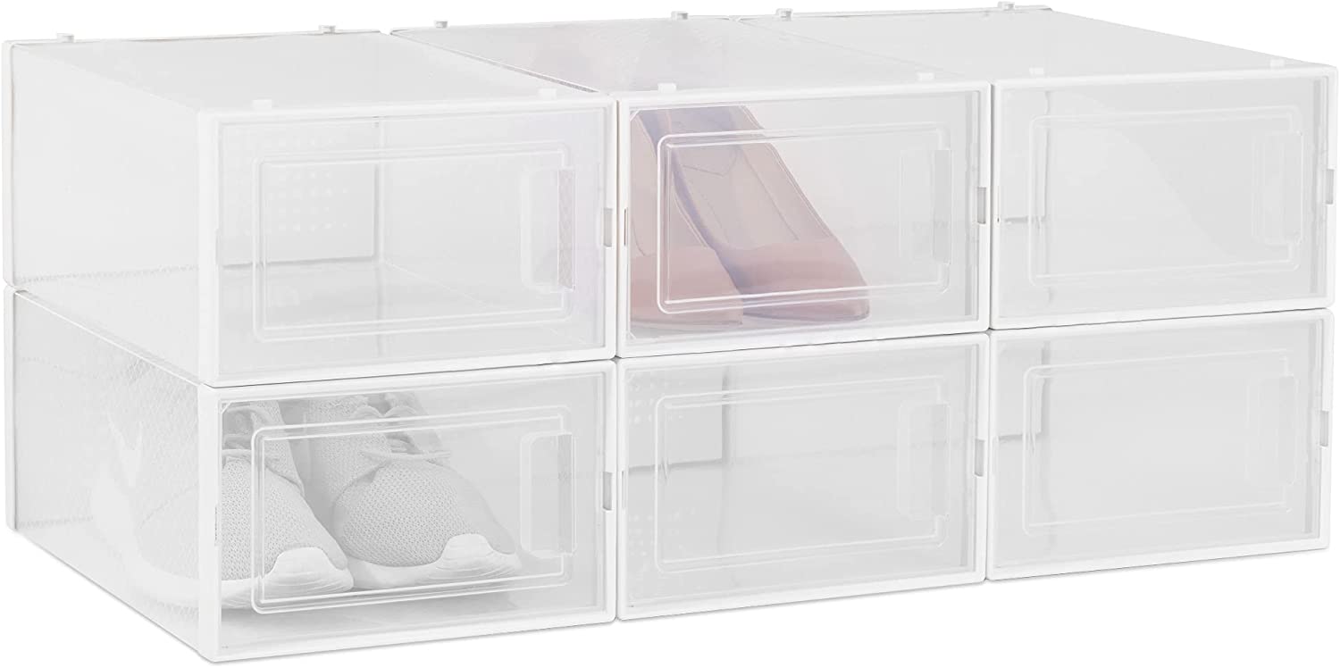 Navaris Σετ με 6 Κουτιά Αποθήκευσης Υποδημάτων - White - 49045.06