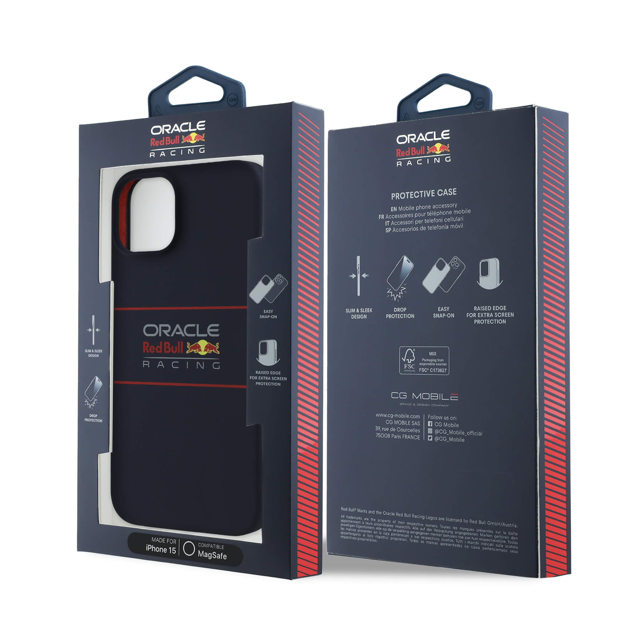 Red Bull iPhone 15 - Silicone Horizontal Logo - MagSafe Σκληρή Θήκη με Πλαίσιο Σιλικόνης - Navy - RBHMP15S24SIHSRV