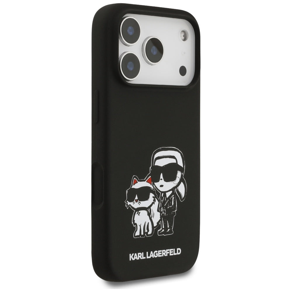 Karl Lagerfeld iPhone 17 Pro - Silicone K/C Sketch and Logo MagSafe - Σκληρή Θήκη με Πλαίσιο Σιλικόνης - Black - KLHMP17LSKCGRGOK