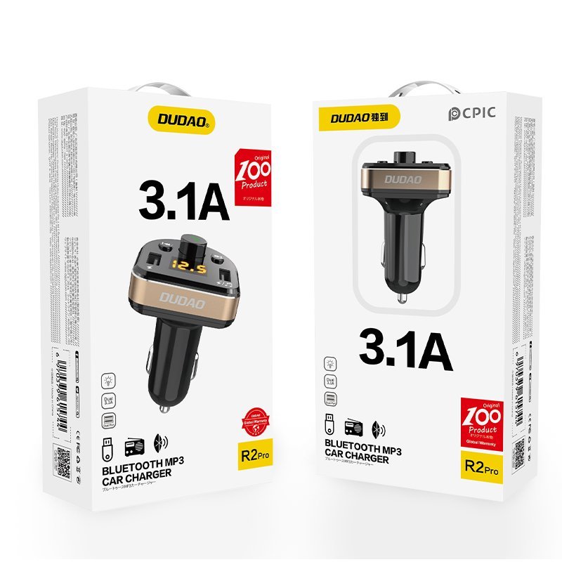 Dudao R2Pro FM Transmitter για Αναπαραγωγή Μουσικής / Κλήσεις / Φόρτιση Κινητών στο Αυτοκίνητο - Black