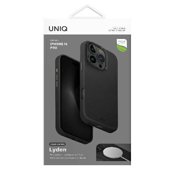 Uniq iPhone 16 Pro - Lyden MagClick - Σκληρή Θήκη με Επένδυση Συνθετικού Δέρματος και MagSafe - Dallas Black