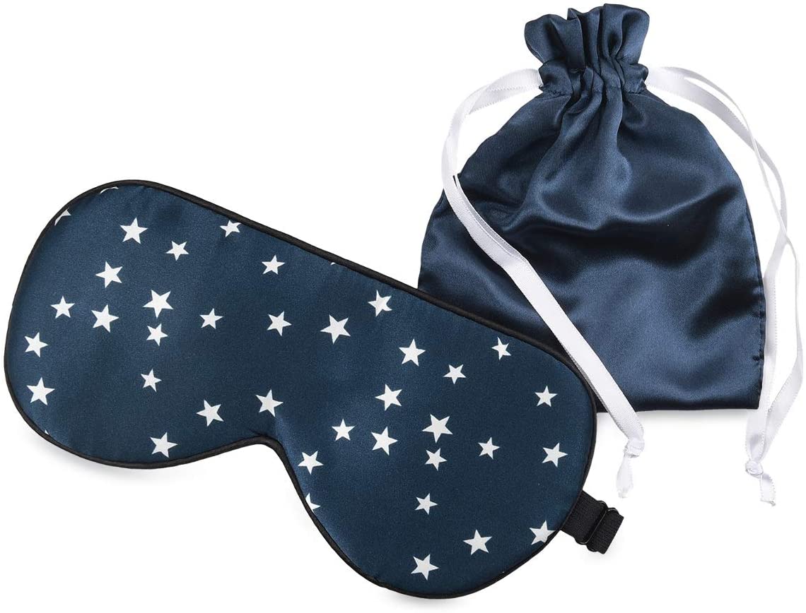 Navaris Silk Eye Mask Blindfold - Μάσκα Ύπνου / Ταξιδιού - Dark Blue / White - 48509.01