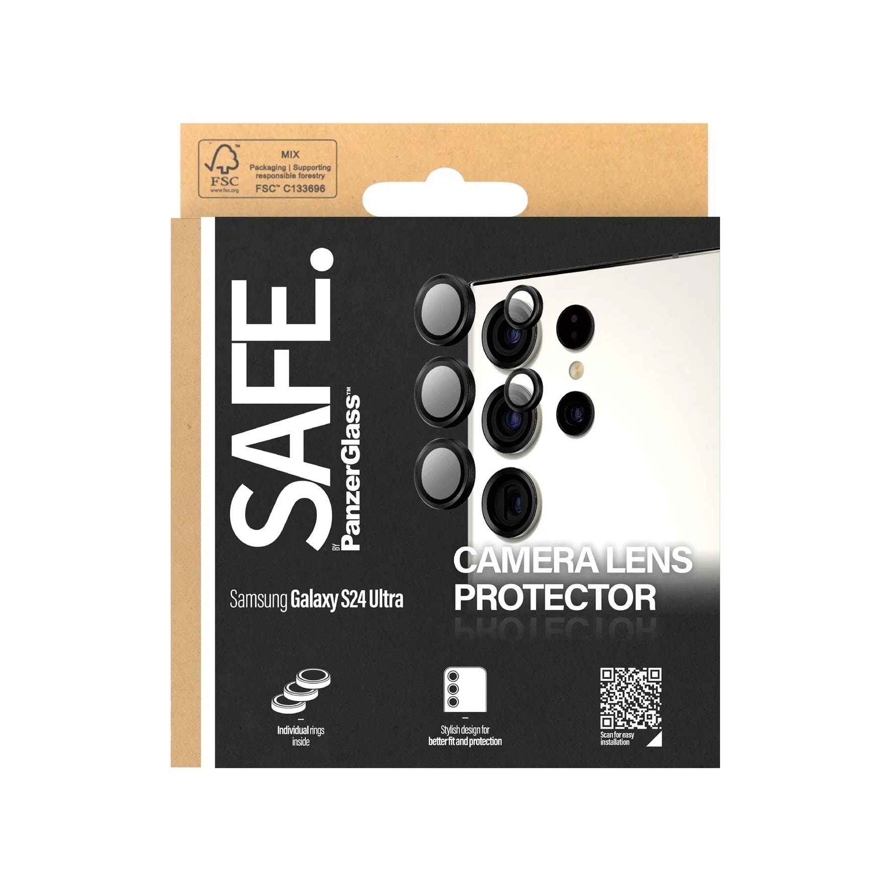 Safe by PanzerGlass Samsung Galaxy S24 Ultra Camera Lens Protector Αντιχαρακτικό Γυαλί για την Κάμερα - Black
