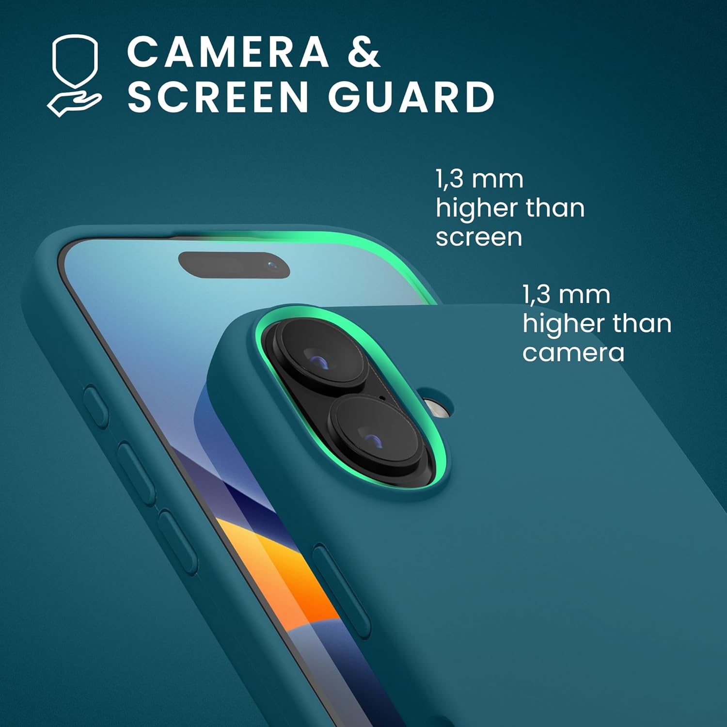 KW iPhone 16 Plus Θήκη Σιλικόνης Rubberized TPU - Petrol Matte