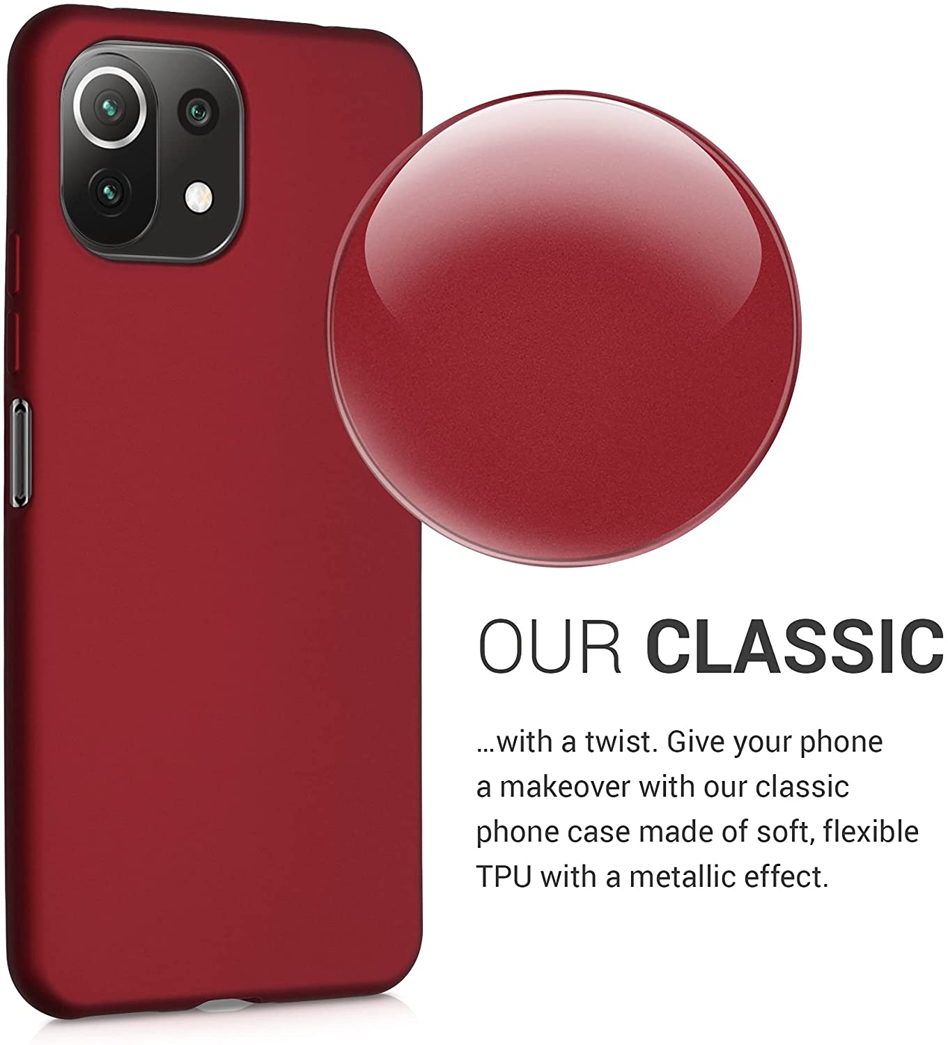 KW Xiaomi Mi 11 Lite / Mi 11 Lite 5G Θήκη Σιλικόνης TPU - Metallic Dark Red - 54727.36