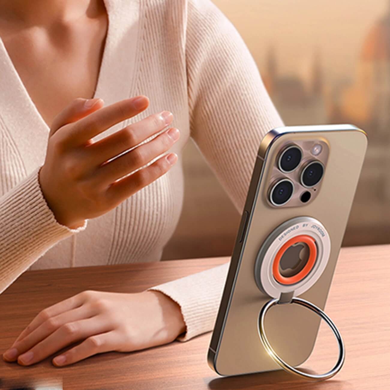 Joyroom JR-ZS383 MagSafe Phone Holder - Δαχτυλίδι Συγκράτησης Κινητού - Βάση Στήριξης - Orange