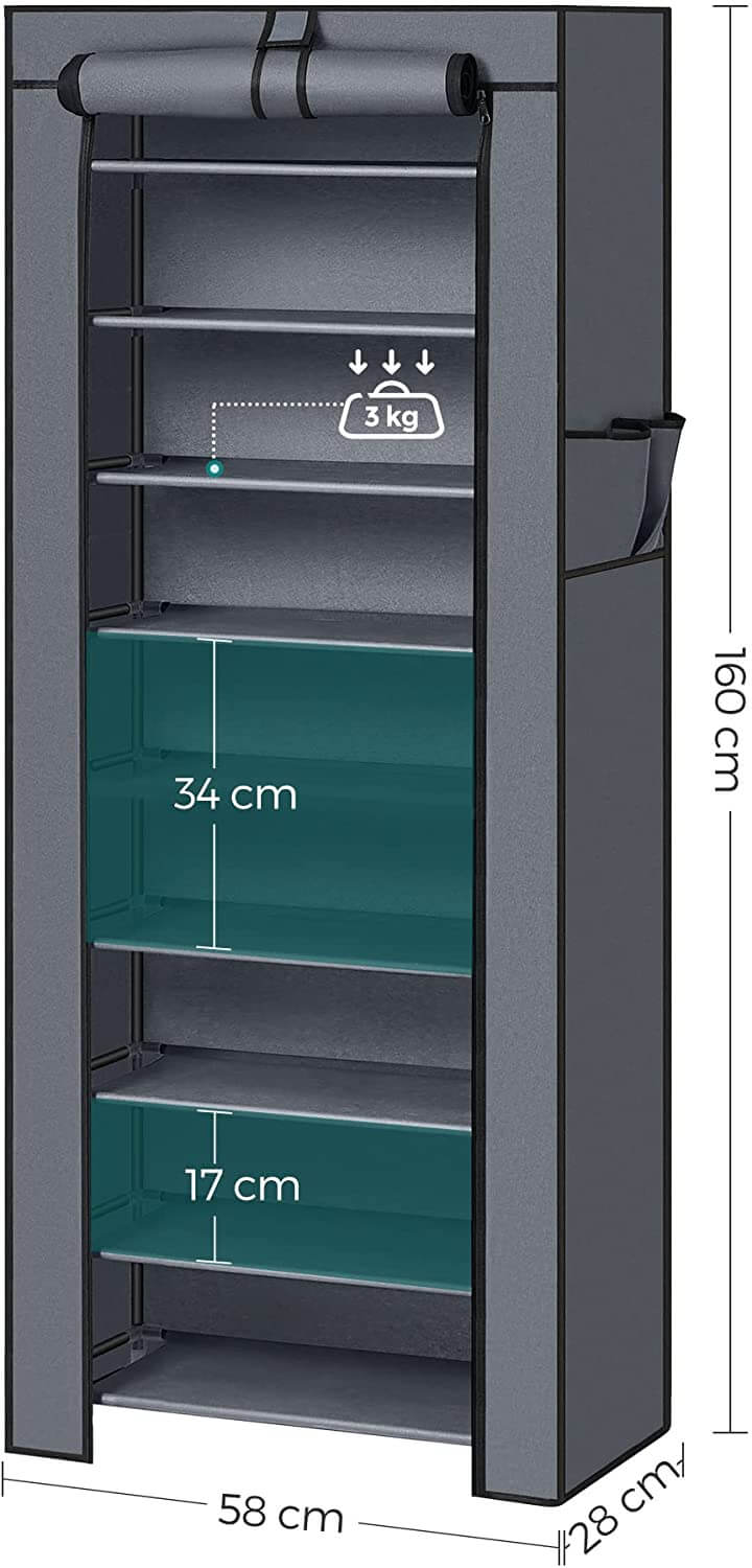 Songmics Παπουτσοθήκη με 10 Ράφια - Grey - RXJ10G