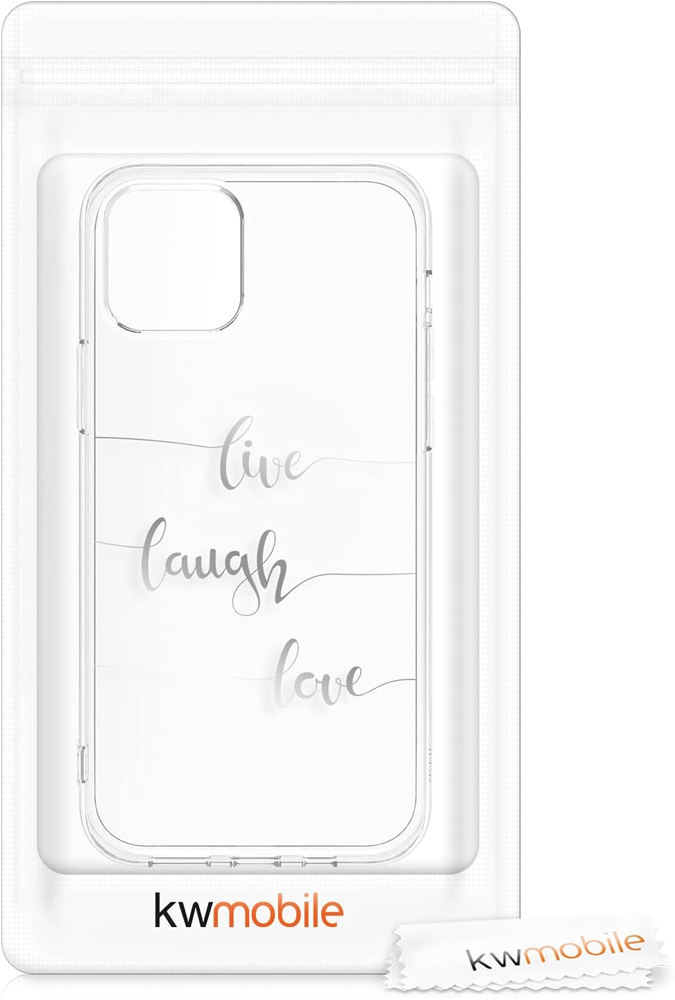 KW iPhone 12 Pro Max Θήκη Σιλικόνης TPU Design Live Laugh Love - Silver / Διάφανη - 53037.08