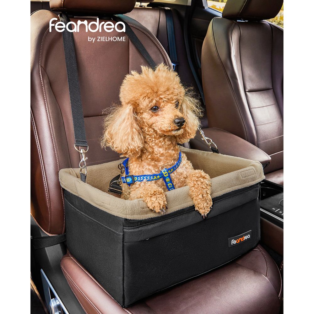 Feandrea Ανοιχτό Κάθισμα Αυτοκινήτου για Μικρόσωμους Σκύλους - Black / Beige - PBS042B01