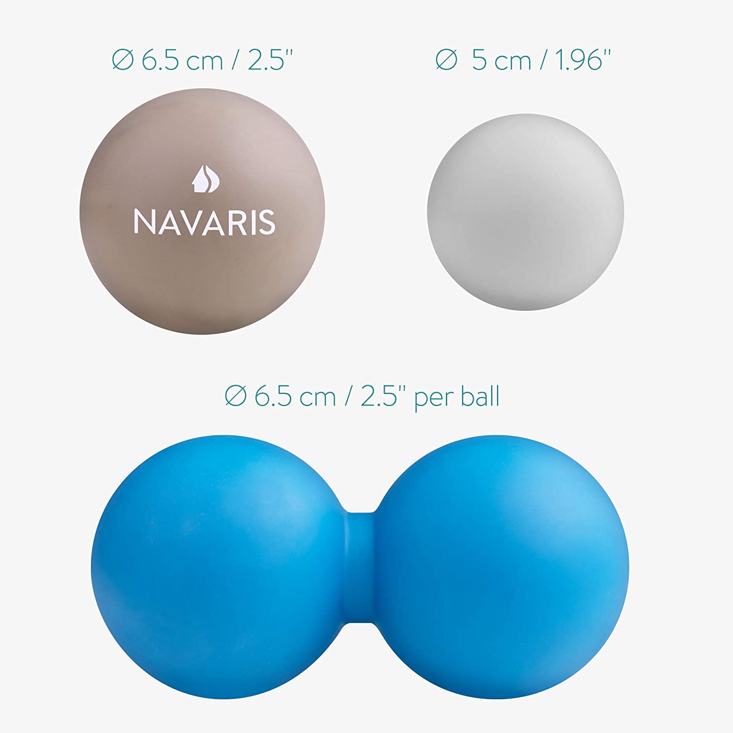 Navaris Σετ με 3 Μπάλες Μασάζ για πριν ή μετά την Άθληση - Grey / Blue / White - 52926.22.04