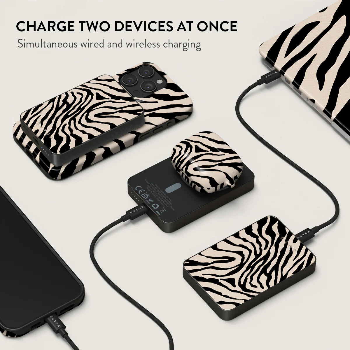 Burga Μαγνητικό Ασύρματο MagSafe PowerBank 5000mAh με Καλώδιο Type-C to Type-C - Gunmetal - Imperial