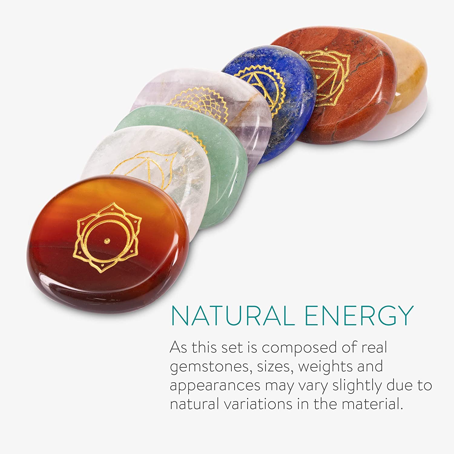 Navaris Σετ με 7 Ενεργειακούς Λίθους με Χαραγμένα Σύμβολα Τσάκρα - Multicolor - 52870.01