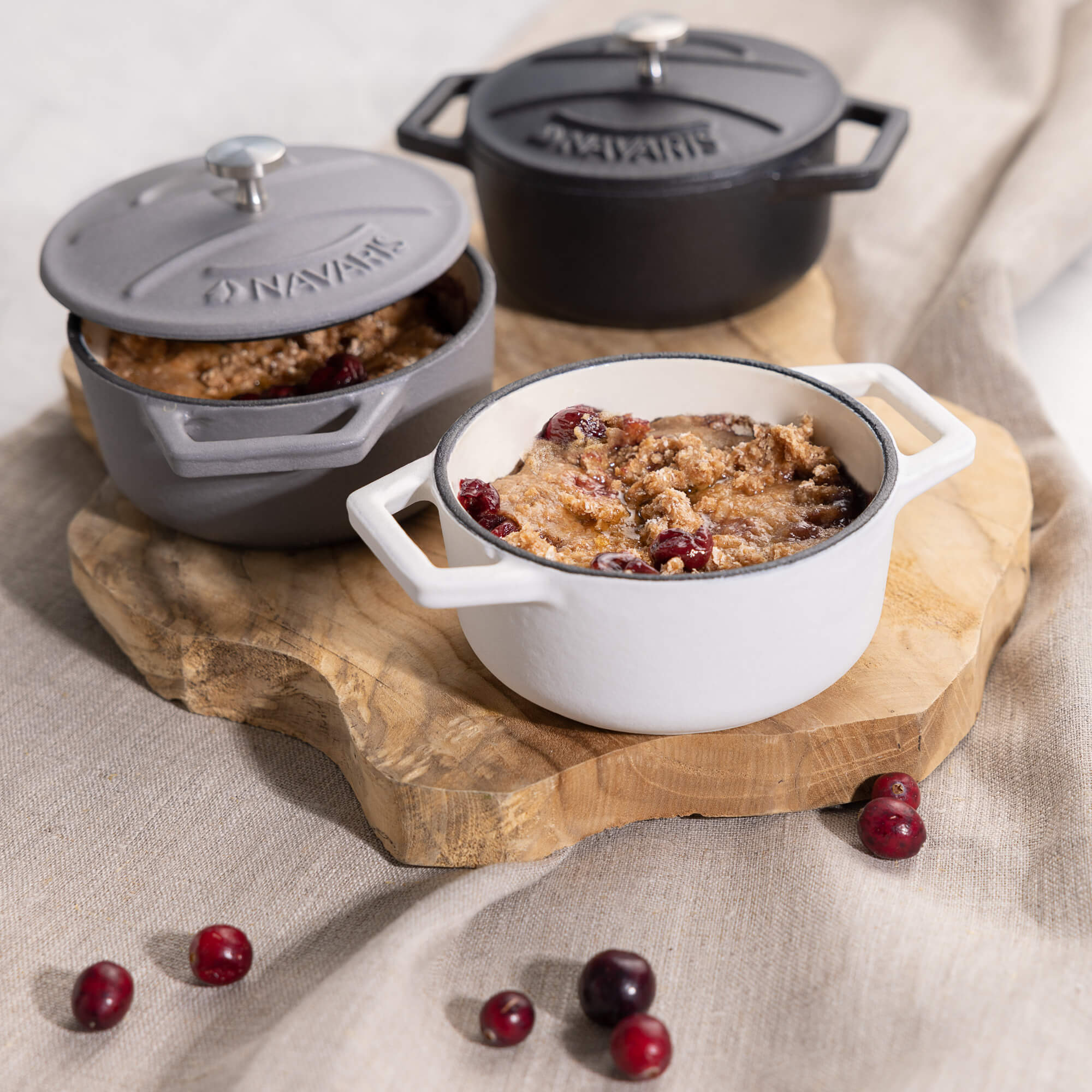 Navaris Στρογγυλλά Κατσαρολάκια - Σετ 4 Μίνι Κατσαρολάκια - White / Grey / Black - 49079.04.03