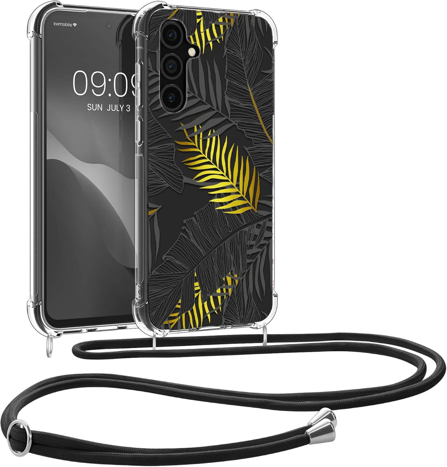 KW Samsung Galaxy A35 5G Θήκη Σιλικόνης TPU με Λουράκι - Design Jungle - Yellow / Grey / Διάφανη