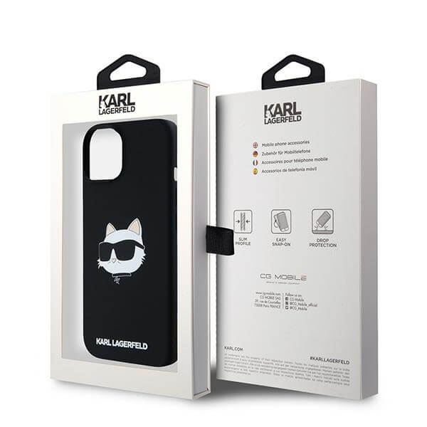 Karl Lagerfeld iPhone 14 Plus / 15 Plus - Silicone Choupette Head Print - MagSafe Θήκη Σιλικόνης - Black - KLHMP15MSCHPPLK