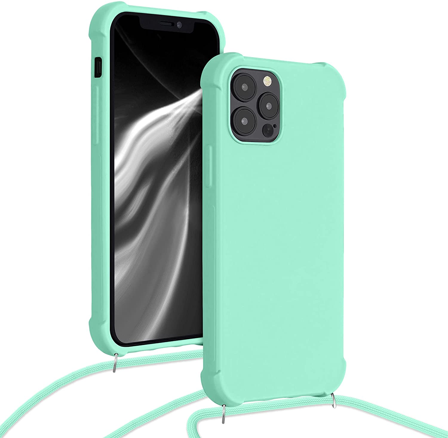 KW iPhone 12 Pro Max Θήκη Σιλικόνης TPU με Λουράκι - Mint Green - 54140.71