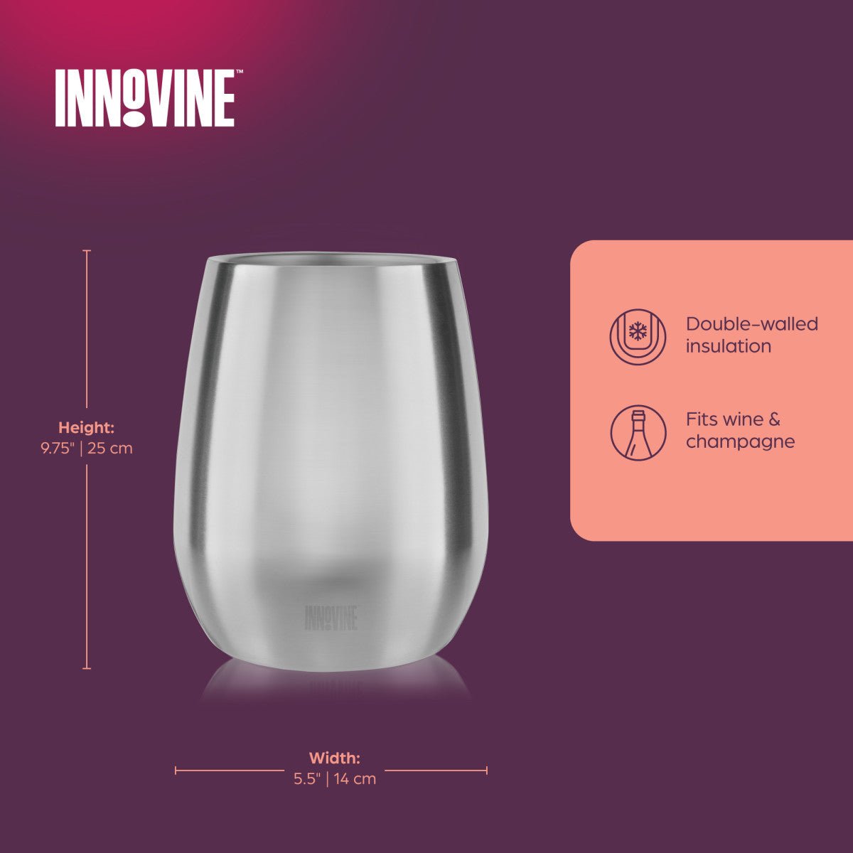Innovine Ανοξείδωτο Δοχείο Ψύξης για Φιάλη Κρασιού / Σαμπάνιας - Silver