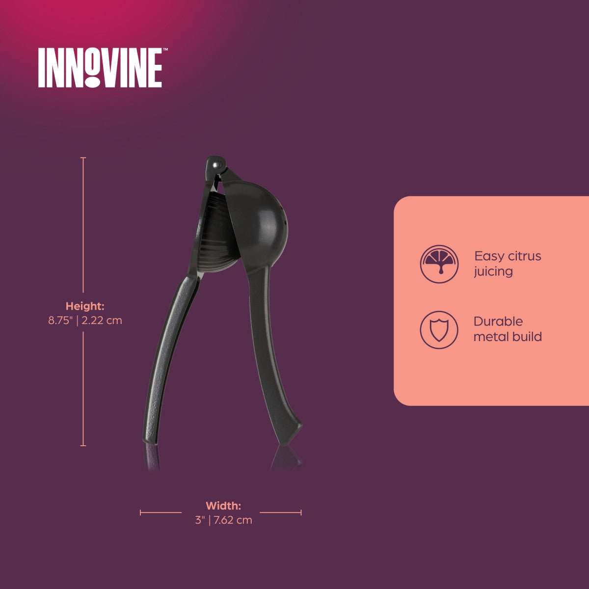 Innovine Πρέσα Χειρός Λεμονιού / Lime από Αλουμίνιο - Dark Grey