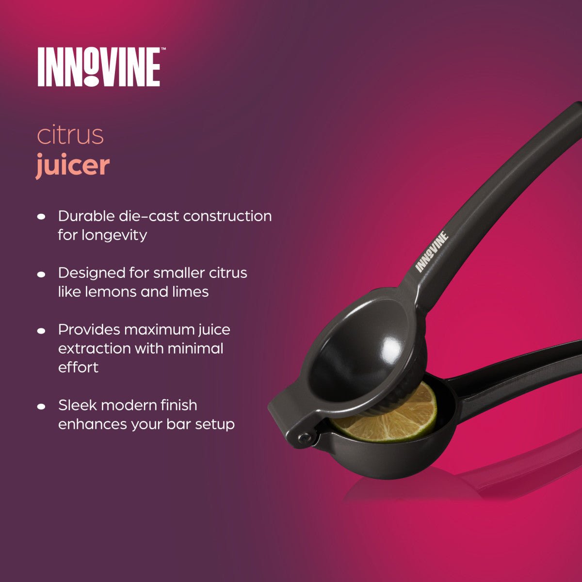 Innovine Πρέσα Χειρός Λεμονιού / Lime από Αλουμίνιο - Dark Grey