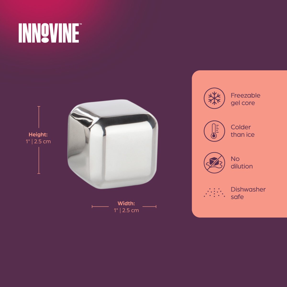 Innovine Σετ με 4 Ανοξείδωτα Παγάκια με Θήκη Αποθήκευσης - Silver