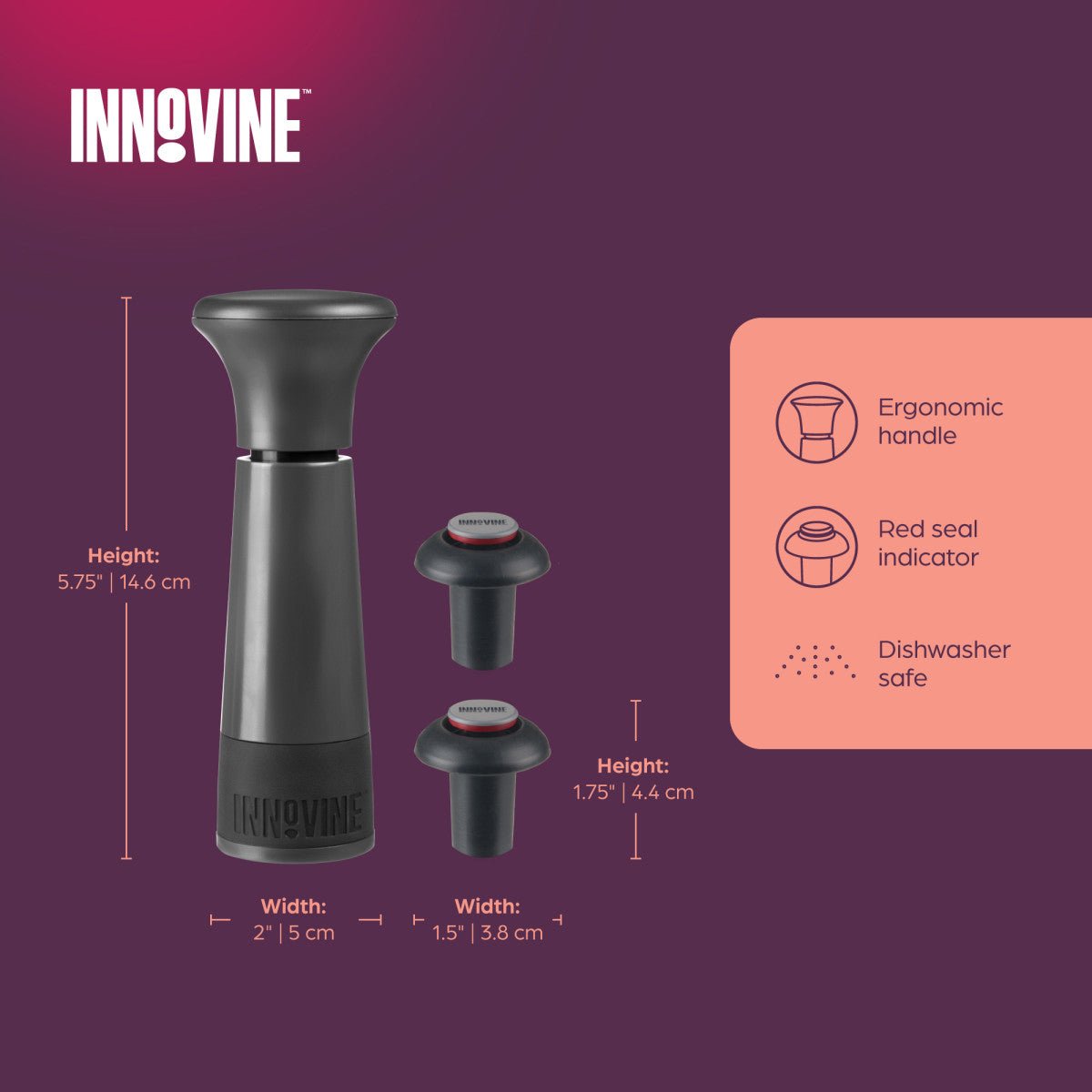 Innovine Σετ με 5 Αξεσουάρ Κρασιού - Graphite