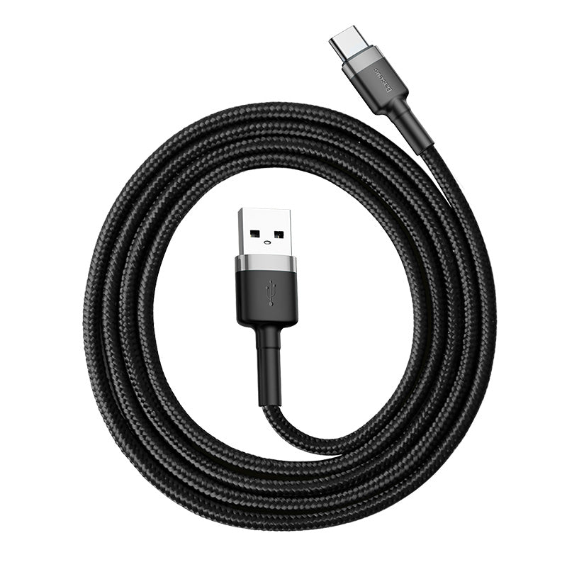 Baseus Cafule Cable Type-C 3A - Καλώδιο Γρήγορης Φόρτισης Type-C 1M - Black / Grey - CATKLF-BG1