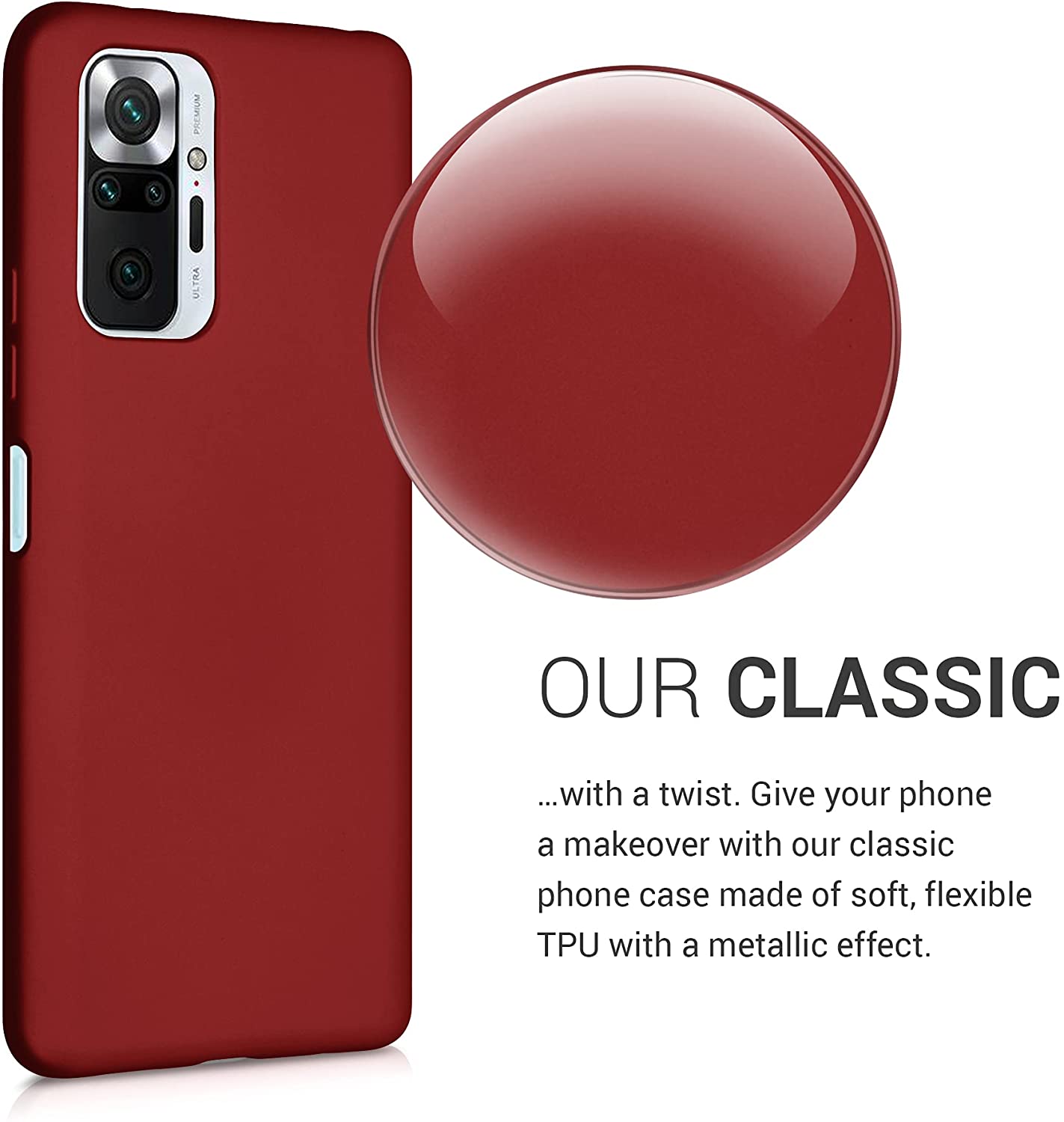 KW Xiaomi Redmi Note 10 Pro Θήκη Σιλικόνης TPU - Metallic Dark Red - 54552.36