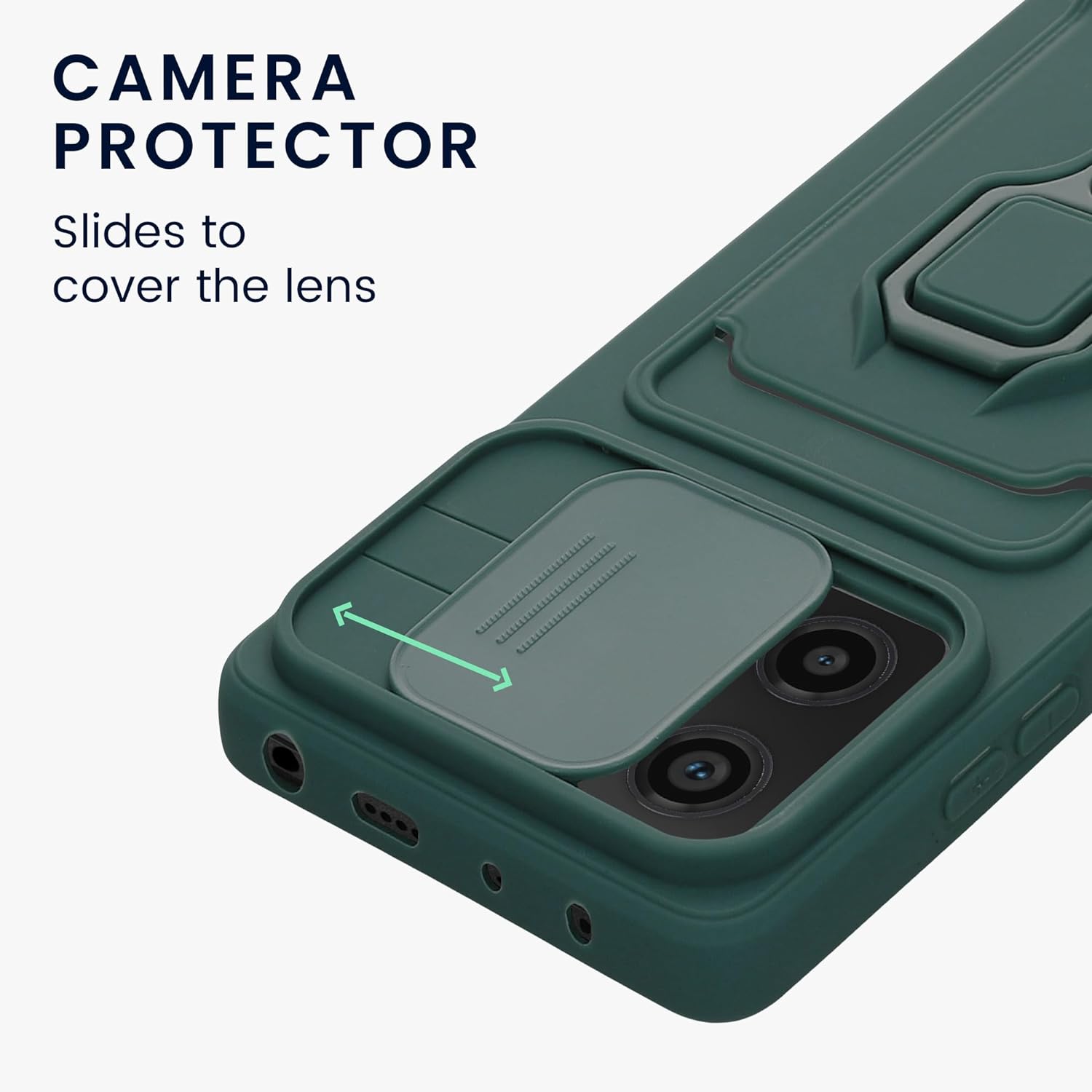 KW Xiaomi Redmi Note 12 Pro Θήκη Σιλικόνης με Κάλυμμα για την Κάμερα και Δαχτυλίδι Συγκράτησης - Moss Green