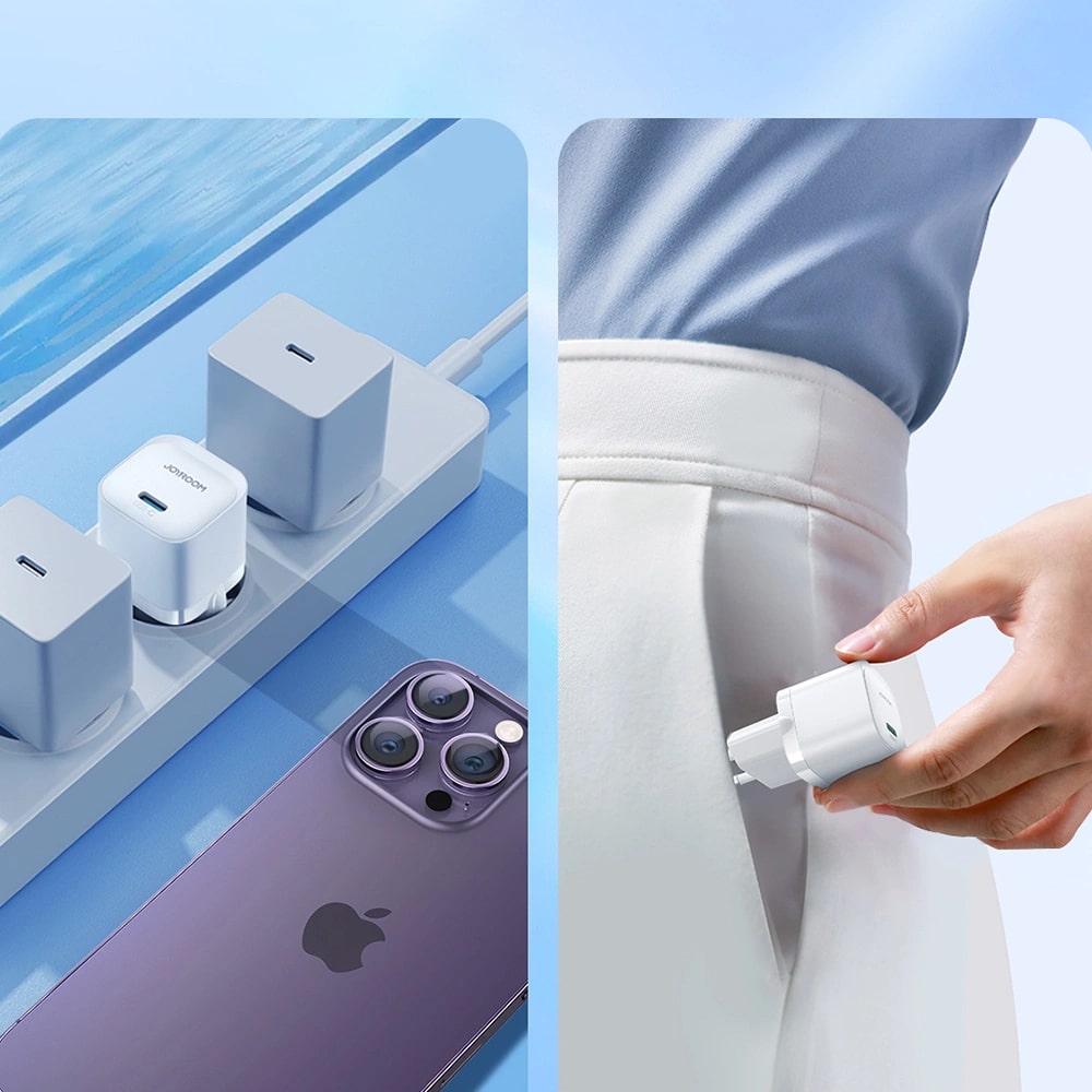 Joyroom Mini PD 20W Οικιακός Φορτιστής Γρήγορης Φόρτισης με Θύρα Type-C και Καλώδιο Type-C to Lightning - White - JR-TCF02