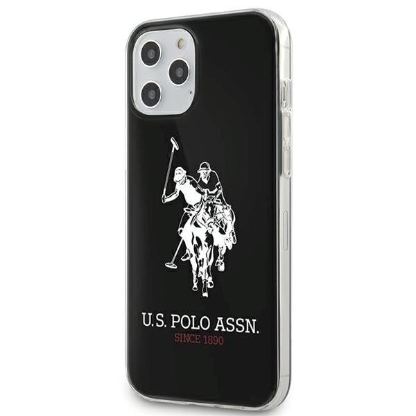 US Polo iPhone 12 Pro Max Shiny Big Logo Σκληρή Θήκη με Πλαίσιο Σιλικόνης - Black - USHCP12LTPUHRBK