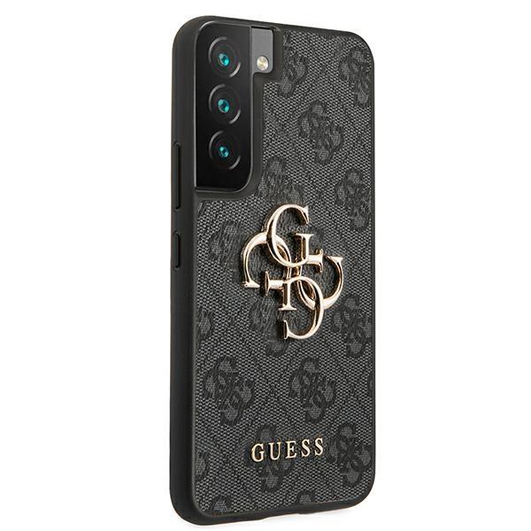 Guess Samsung Galaxy S22 - 4G Big Metal Logo Σκληρή Θήκη με Επένδυση Συνθετικού Δέρματος - Grey - GUHCS22S4GMGGR