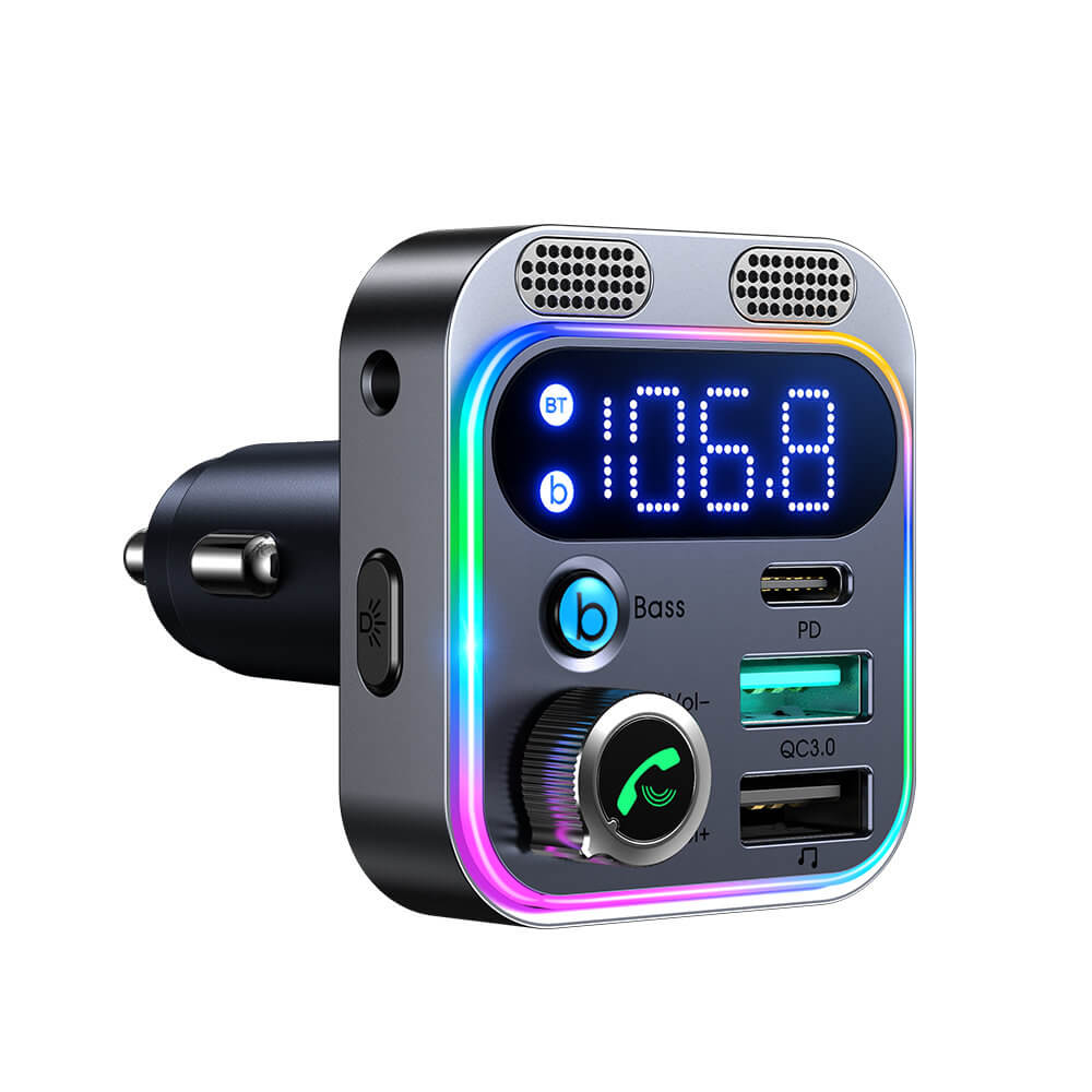 Joyroom JR-CL16 Bluetooth 5.0 FM Transmitter για Αναπαραγωγή Μουσικής / Κλήσεις / Φόρτιση Κινητών στο Αυτοκίνητο 48W - Black