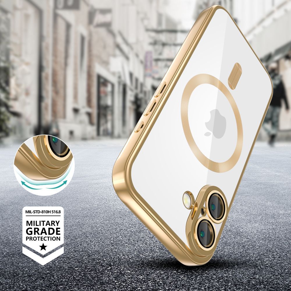 Tech-Protect iPhone 16e MagFlex Θήκη Σιλικόνης TPU με MagSafe - Διάφανη / Shiny Gold