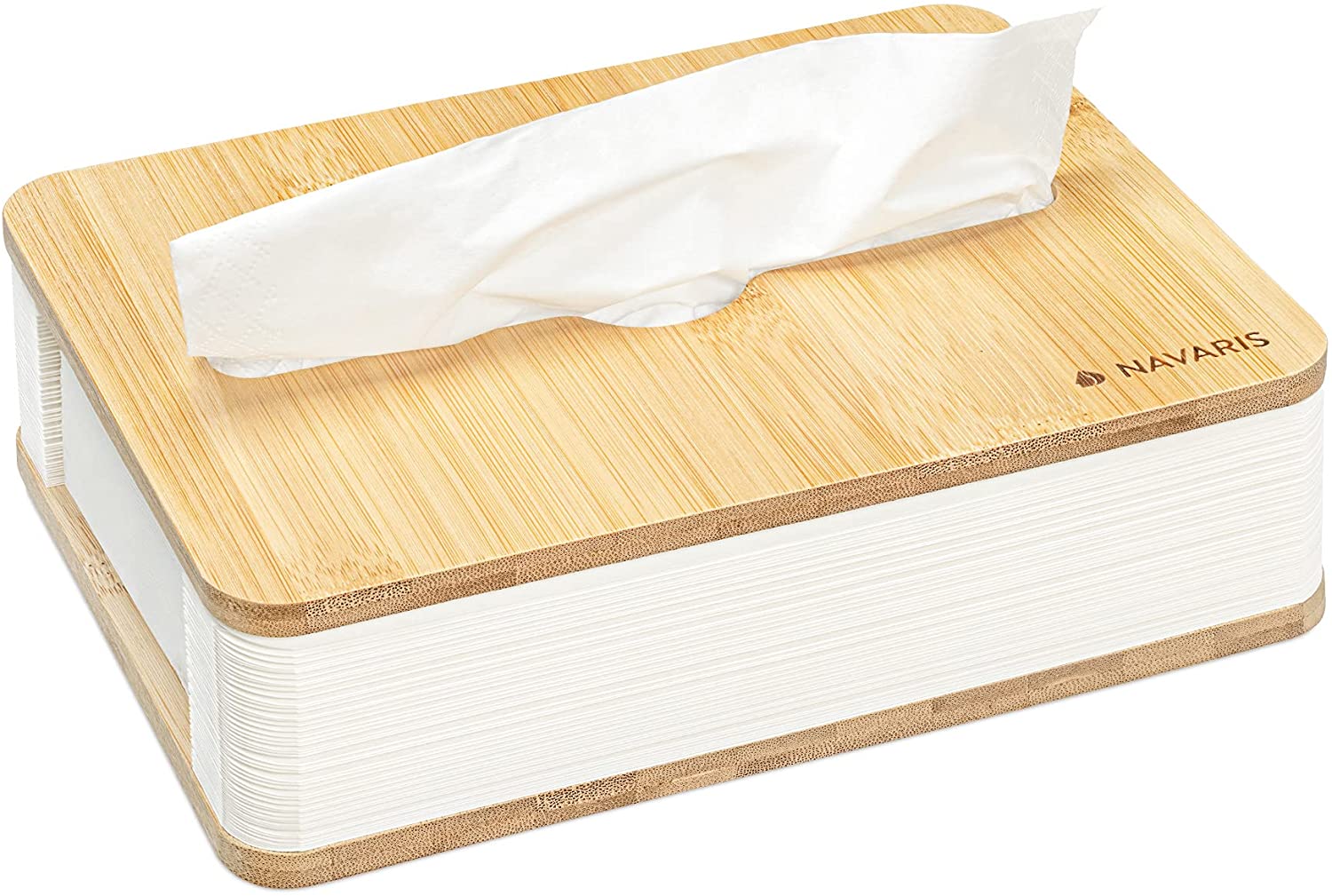 Navaris Βάση Αποθήκευσης για Χαρτομάντηλα από Μπαμπού - White / Brown - 54280.01
