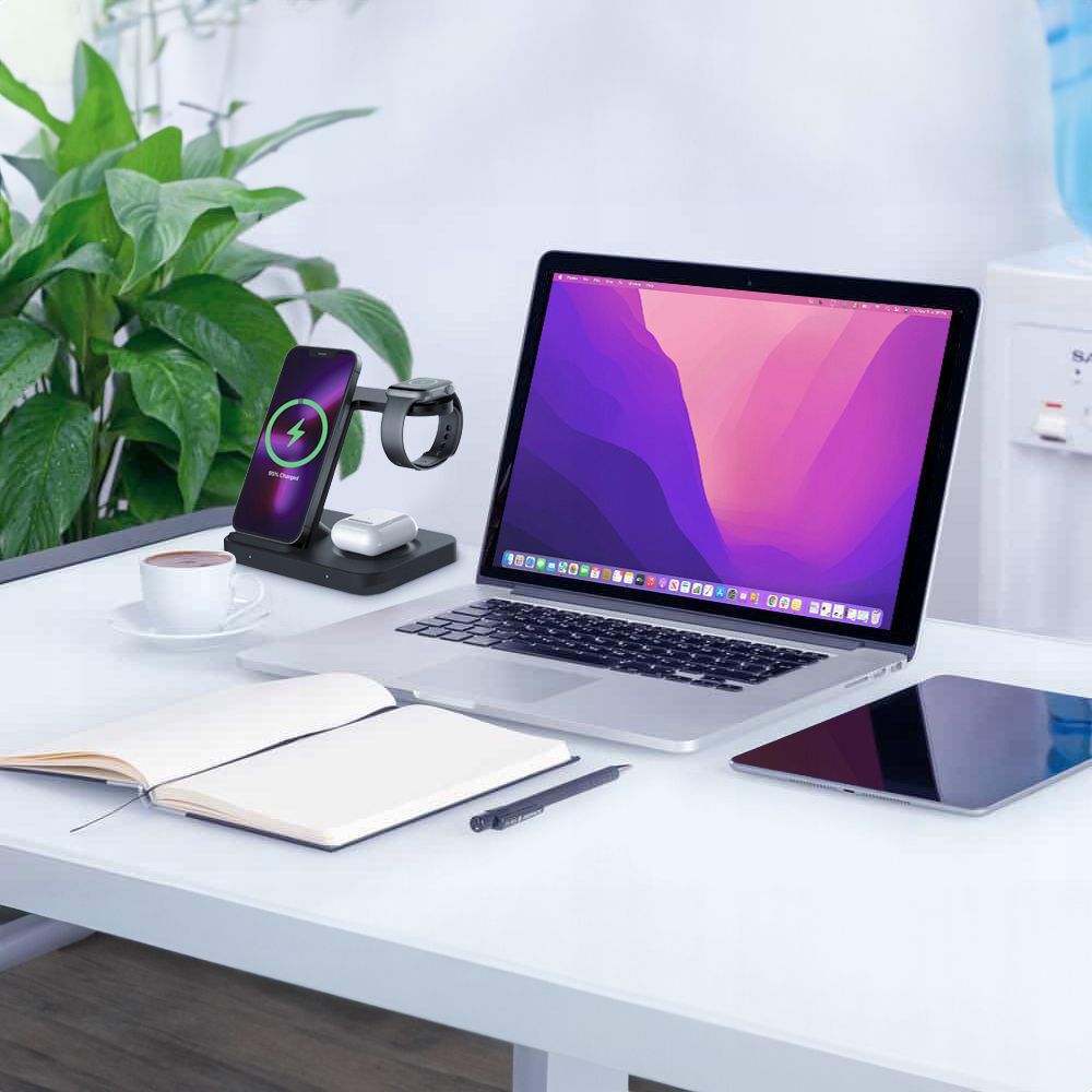 Tech-Protect QI15W-A37 3in1 Ασύρματος Φορτιστής Qi Charge για Android, Airpods / Galaxy Buds και Apple Watch - Black