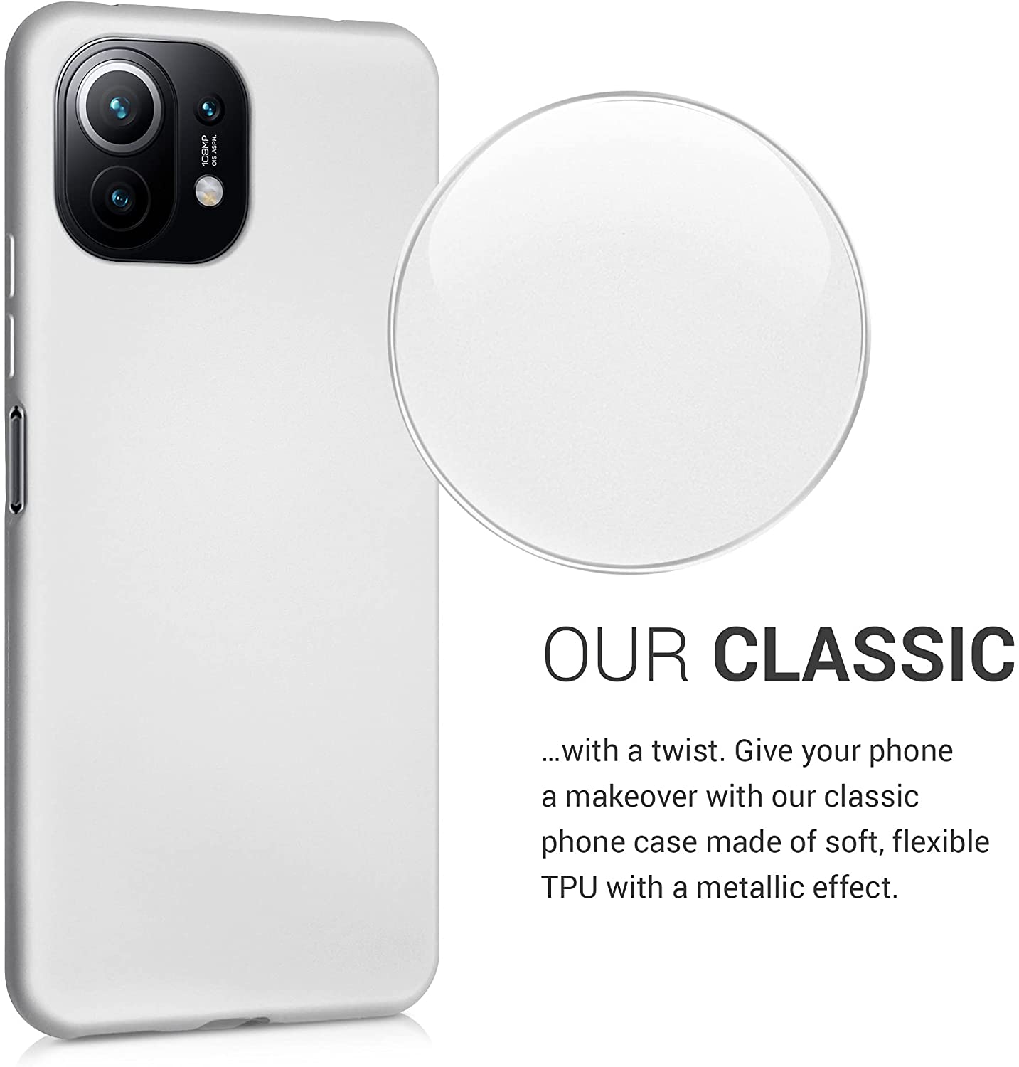 KW Xiaomi Mi 11 Lite / Mi 11 Lite 5G Θήκη Σιλικόνης TPU - Metallic Silver - 54727.67