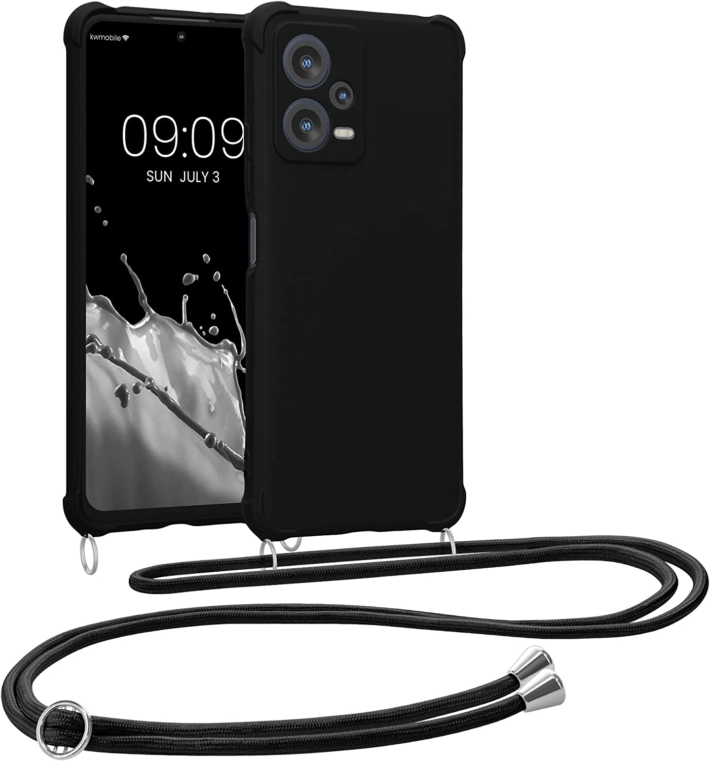 KW Xiaomi Redmi Note 12 5G / Xiaomi Poco X5 5G Θήκη Σιλικόνης TPU με Λουράκι - Black - 60893.01