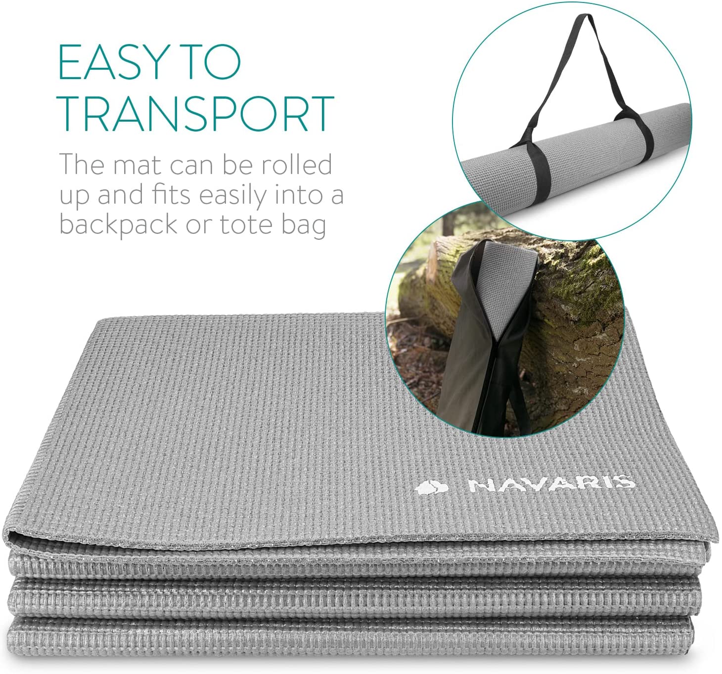 Navaris Workout Mat Στρώμα Γυμναστικής για Γυμναστική / Yoga / Pilates - 4mm Πάχος - Grey - 45983.22