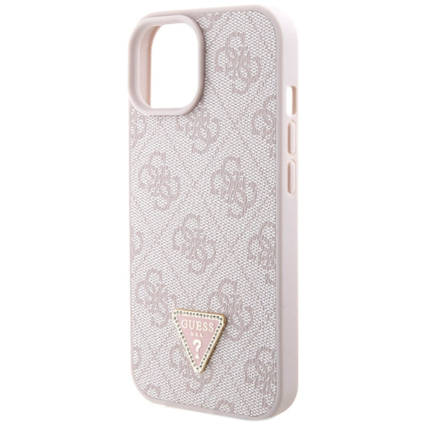 Guess iPhone 15 Plus - Crossbody 4G Metal Logo Θήκη με Επένδυση Συνθετικού Δέρματος και Λουράκι - Pink - GUHCP15MP4TDSCPP