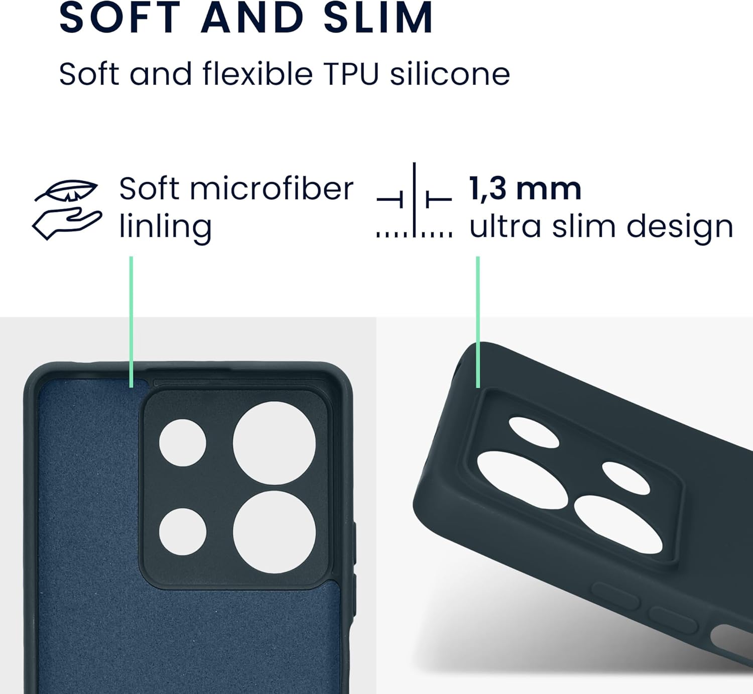 KW Xiaomi Redmi Note 13 5G Λεπτή Θήκη Σιλικόνης Rubberized TPU - Dark Slate